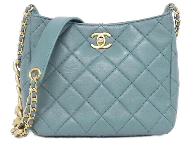 Bolsa de ombro em couro verde Chanel AS3154