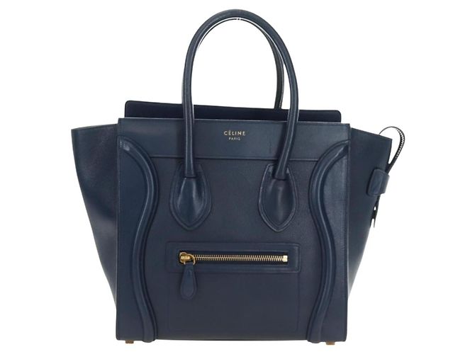 Céline Celine Luggage Smooth Leather Medium Marineblau