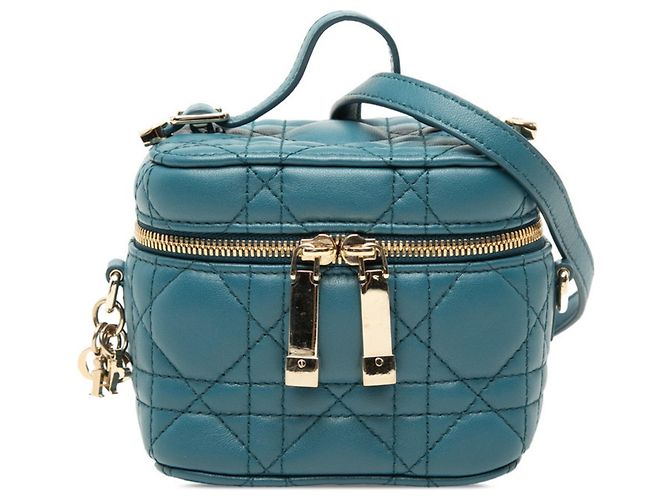 Borsa Vanity Micro Cannage Christian Dior Blu