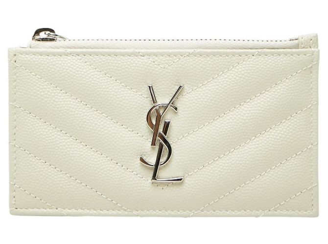 Saint Laurent Cassandra YSL Logo Kartenetui Silber Roh