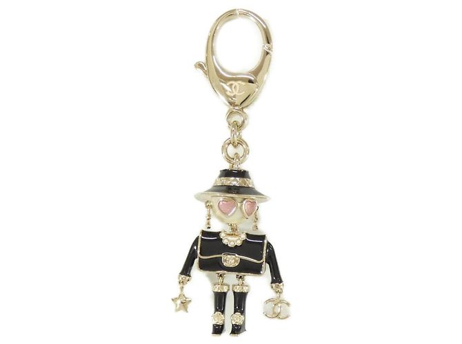 Portachiavi Chanel ABG014 Nero Rosa Bianco