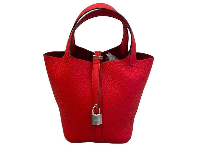 Hermès Picotin Lock 18 Handtasche Taurillon Clémence Leder Rouge de Cœur Rot