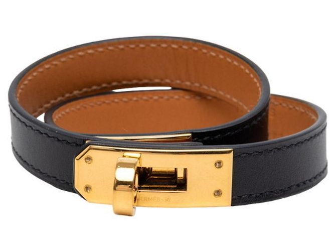 Hermès Pulseira Hermes Mini Kelly Double Tour Marrom Preto