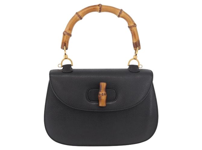 Gucci Bamboo 1947 Top Handle Leather Small Nero