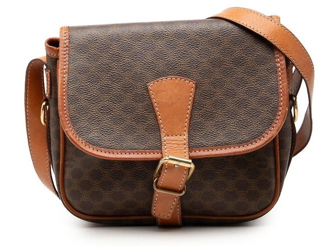 Céline Bolsa transversal de couro marrom Celine Macadam