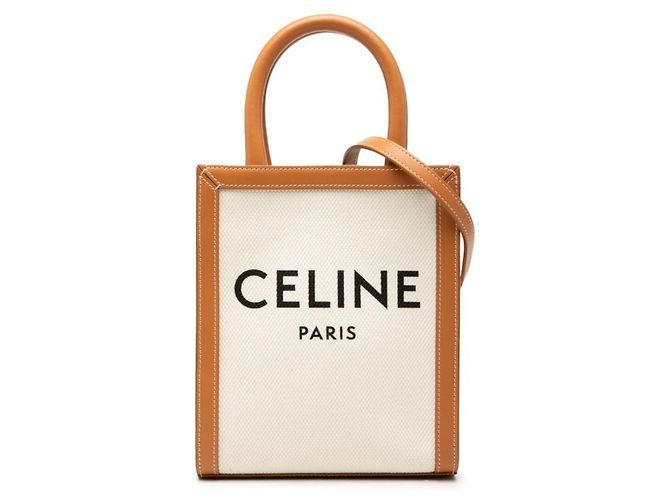 Céline Sac cabas vertical Celine Marron Blanc