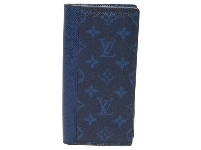 Louis Vuitton Monogram Portefeuille Brazza Bi-fold Long Wallet Blue