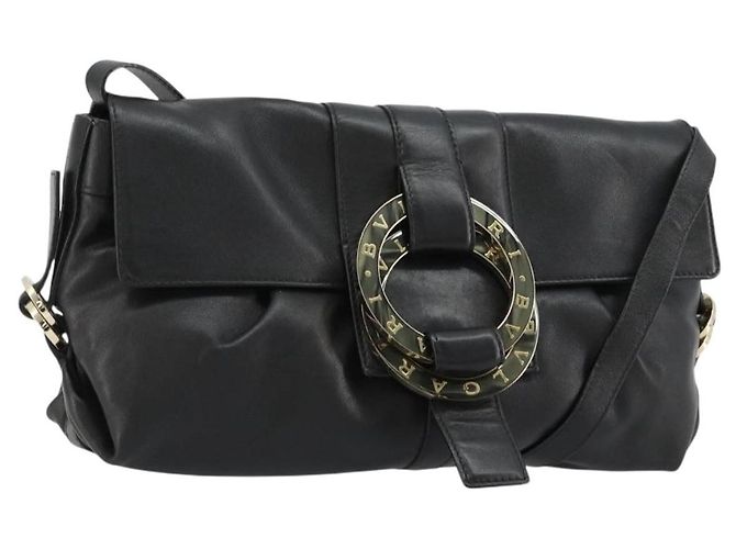 Bulgari Borsa a Spalla BVLGARI Chandra in Pelle Nera e Oro Auth 183888A Nero D'oro