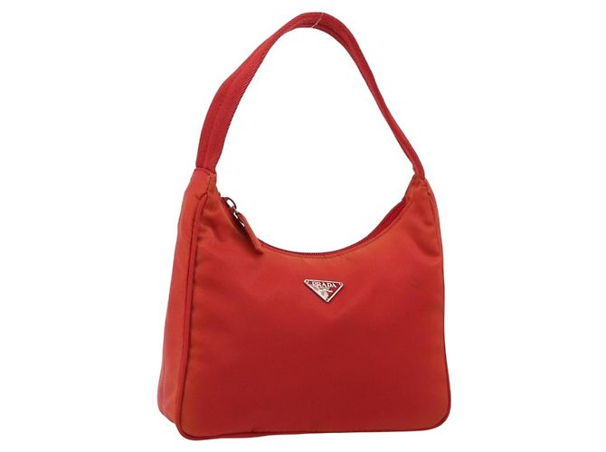 Pochette PRADA in nylon rosso argento 184627A