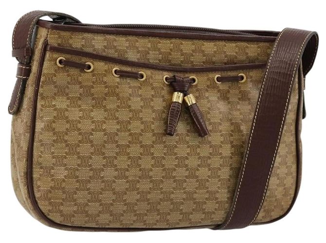 Céline Borsa a Spalla CELINE Macadam Canvas PVC Beige Oro Auth bs35608 D'oro