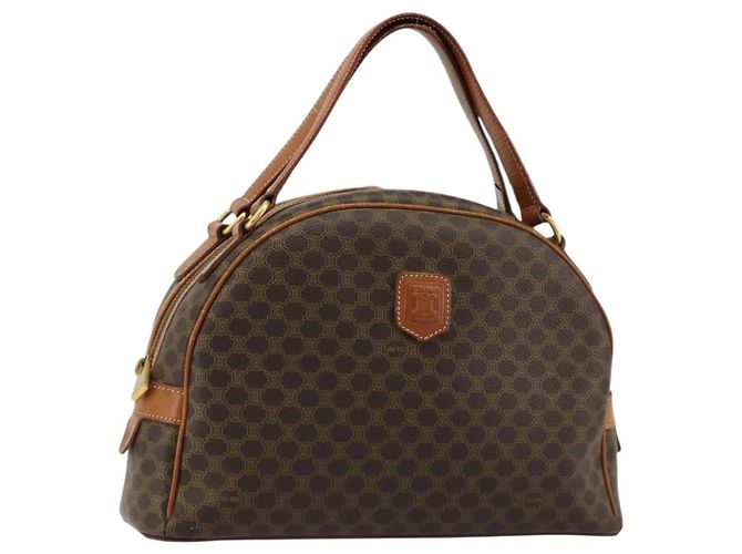 Céline Sac à main CELINE Macadam Canvas PVC Cuir Marron Or Auth 184709 Doré