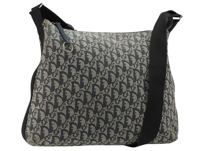 Borsa a tracolla Christian Dior Trotter Canvas Navy Silver Auth 184967A Argento Blu navy