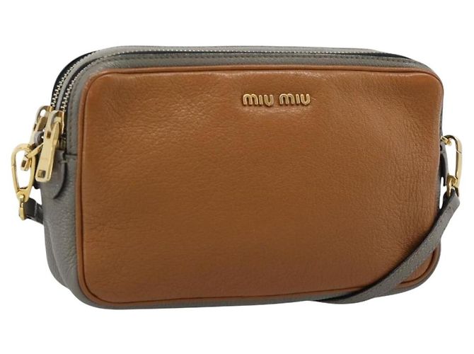 Borsa a Spalla Miu Miu in Pelle Marrone Oro Auth 185116A D'oro