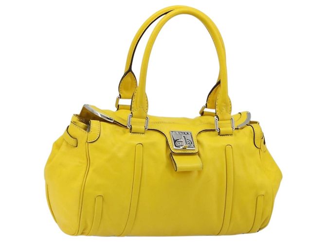 Céline Borsa CELINE in pelle giallo argento autentica 184774