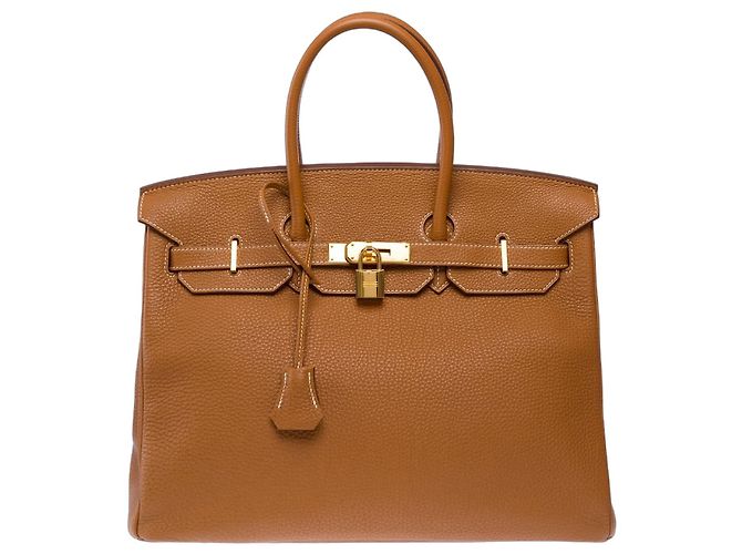Hermès Bolsa HERMES Birkin 35 em Couro Dourado - 103647