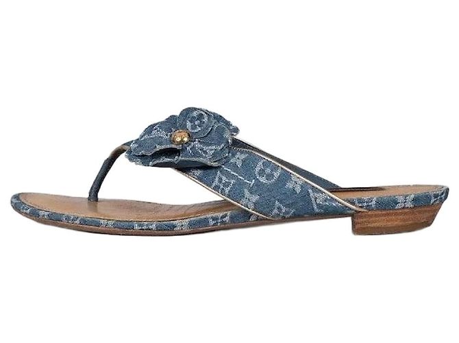 Louis Vuitton Denim Monogram Flip-Flops – Größe 39 Gebraucht