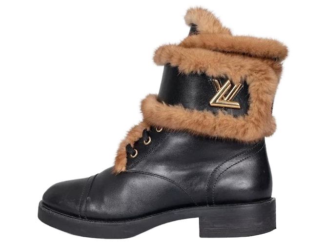 Louis Vuitton Wonderland Black Leather Boots - Size 39 Pre-owned