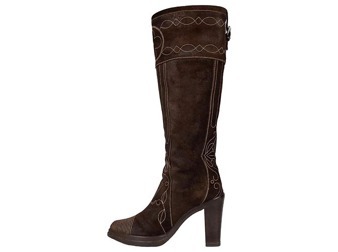 Louis Vuitton Suede Boots with Contrast Stitching – Size 38 pre-owned