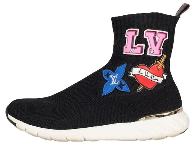 Louis Vuitton Slip-On Sneaker aus schwarzem Textil mit Lederfutter Größe 39 Gebraucht