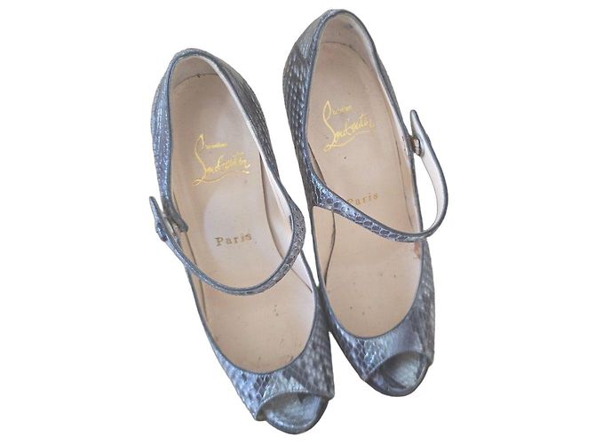 Christian Louboutin Louboutin python leather pumps Blue Grey Metallic