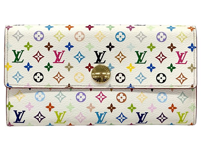 Sarah Louis Vuitton Monogram Multicolore Long Wallet Pink White
