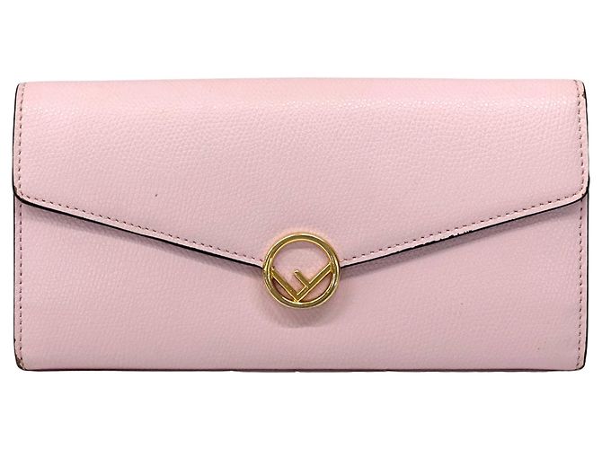 Fendi Long Leather Wallet Pink Golden