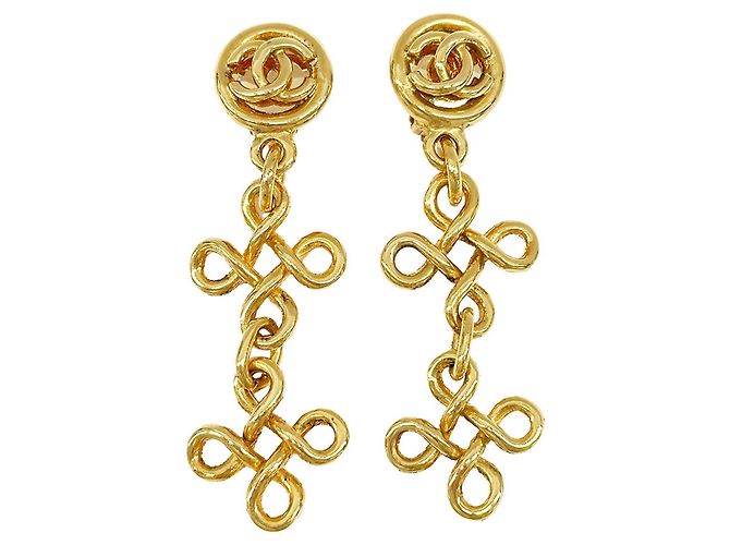 Boucles d'oreilles à clip dorées Chanel