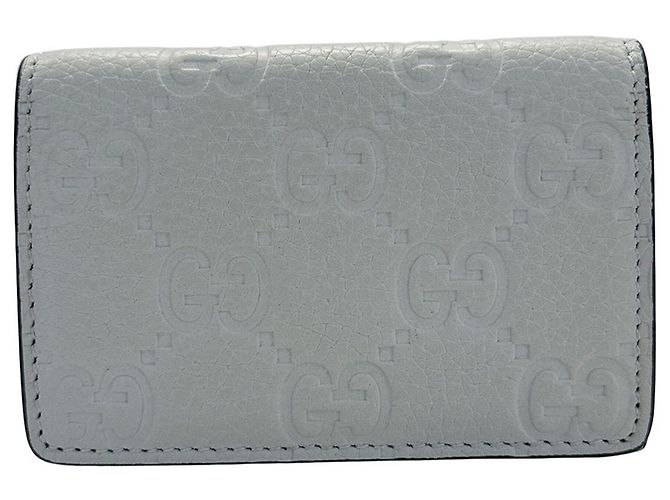 Tarjetero de cuero gris Gucci Castaño