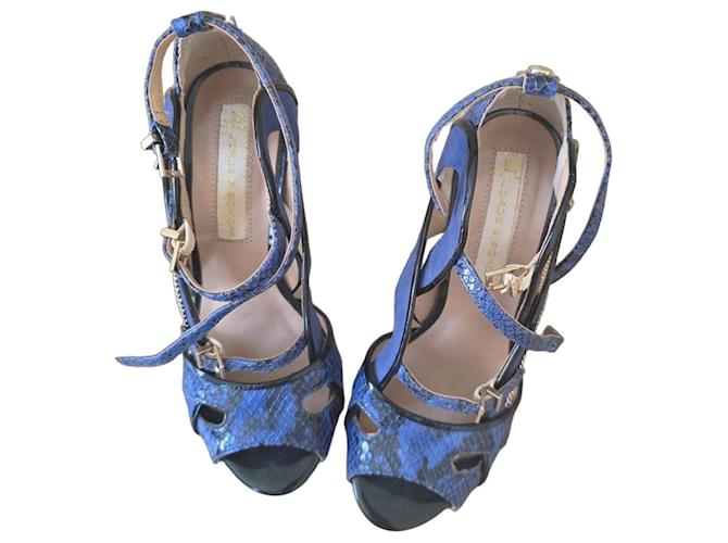 Autre Marque Blaue Python-High-Heel-Sandalen 