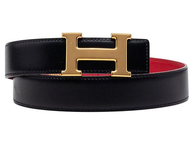 Hermès Hermes Constance H Belt Black Red