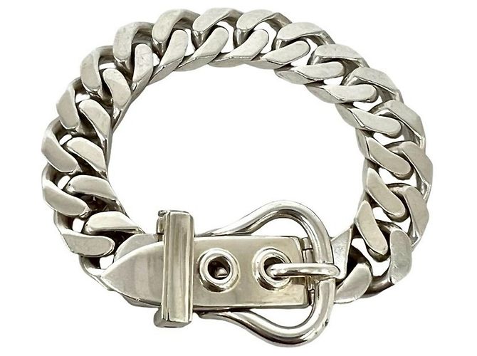 Hermès HERMES Boucles Sellier MM Bracciale Argento