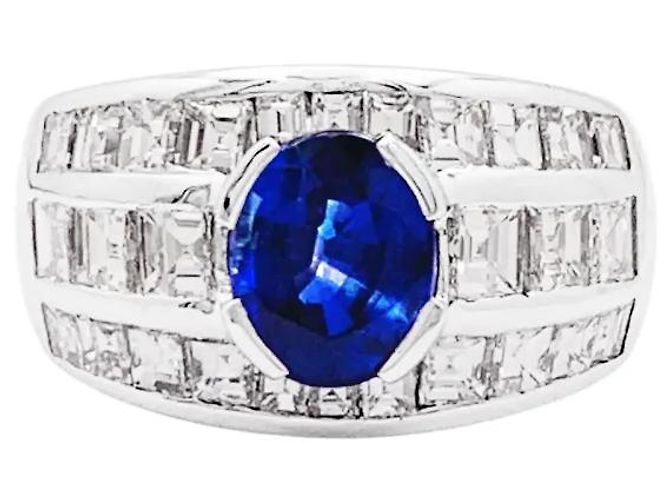 Autre Marque Weißgoldring, Saphir und Diamanten