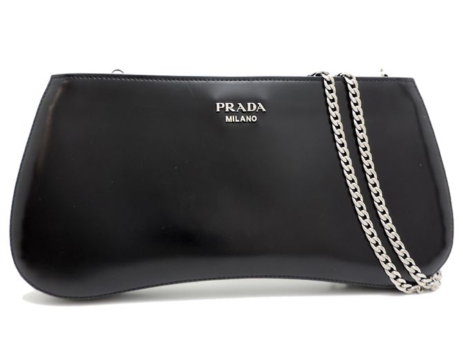 Borsa a tracolla in pelle nera Prada Sydney Nero