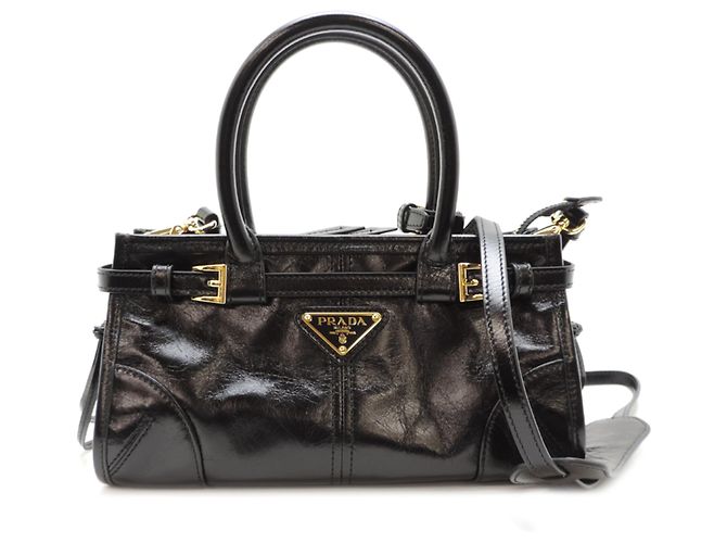 Mini bolsa de couro Bonnie da Prada Preto