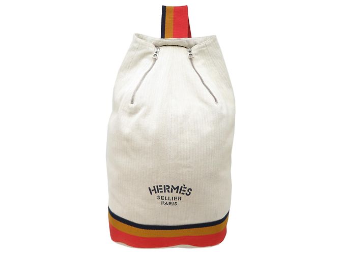 Hermès Bolsa de ombro de algodão Hermes Cavalier Bege