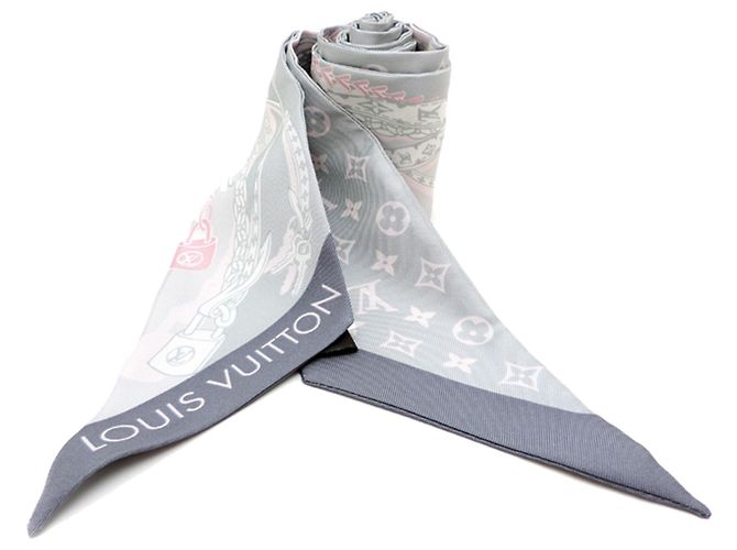 Pañuelo de seda Bandeau BB Louis Vuitton Castaño Rosa