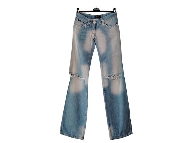 Dolce & Gabbana Jeans Flare in Denim Distressed Blu