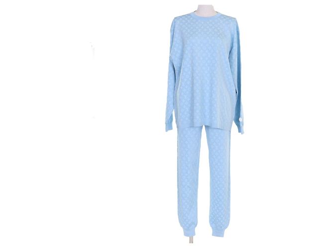 Set 2way in seta jacquard Monogram Louis Vuitton Blu Blu chiaro