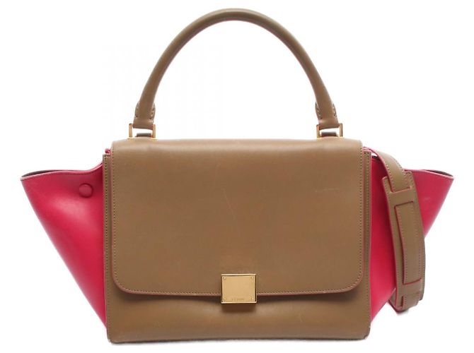Céline CELINE Trapeze Small Lederhandtasche Braun Pink