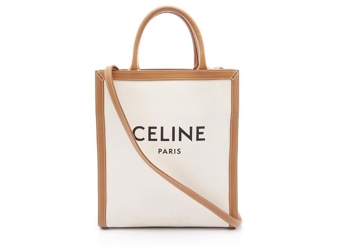 Cabas Céline Borsa Tote Verticale Celine Small Marrone Bianco