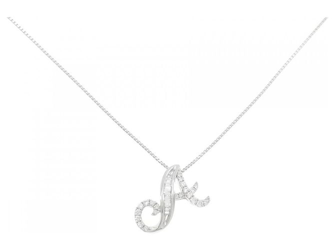 Autre Marque Au750 Weißgold Initial A Diamant Halskette Silber
