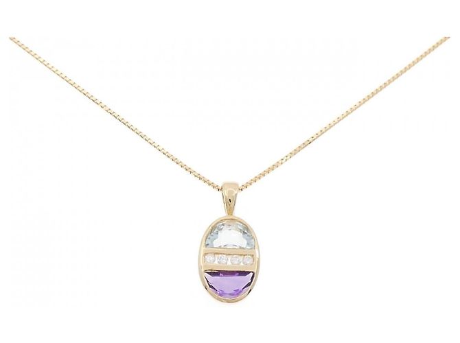 Autre Marque Colar com pingente Au750 Multi Gemstone Dourado