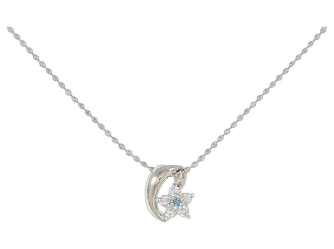 Autre Marque Platin-Diamant-Blumenhalskette Silber