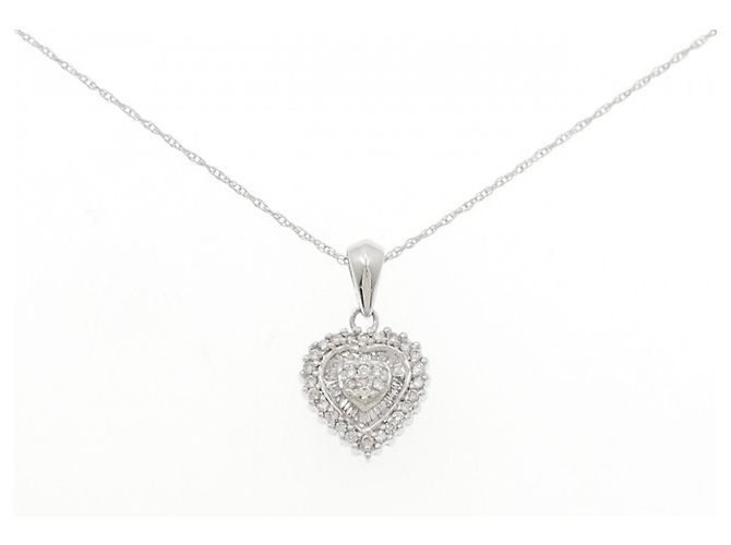 Autre Marque Au585 Weißgold Diamant Halskette Silber