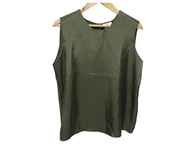 Autre Marque Sov DOUBLE STANDARD CLOTHING Sechet twill sleeveless blouse Green Khaki