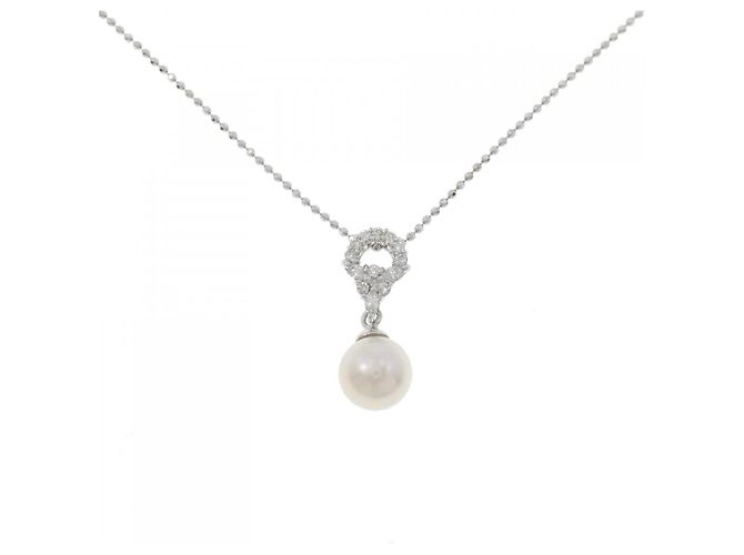 Autre Marque Collar de Perlas Akoya en K18WG Plata