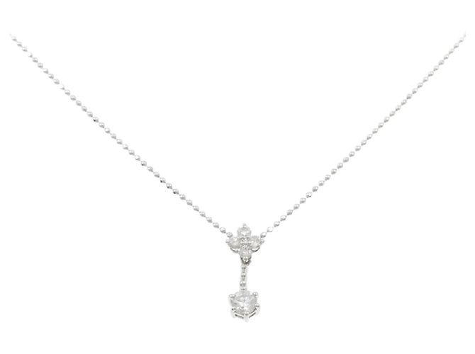 Autre Marque Colar de flor de diamante e platina Prata