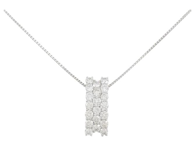 Autre Marque Platin-Diamant-Halskette Silber