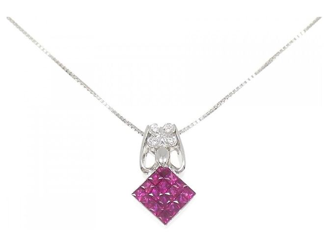 Autre Marque Collana con rubino e diamanti Au750 Argento