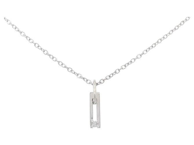 Autre Marque Platin-Diamant-Halskette Silber